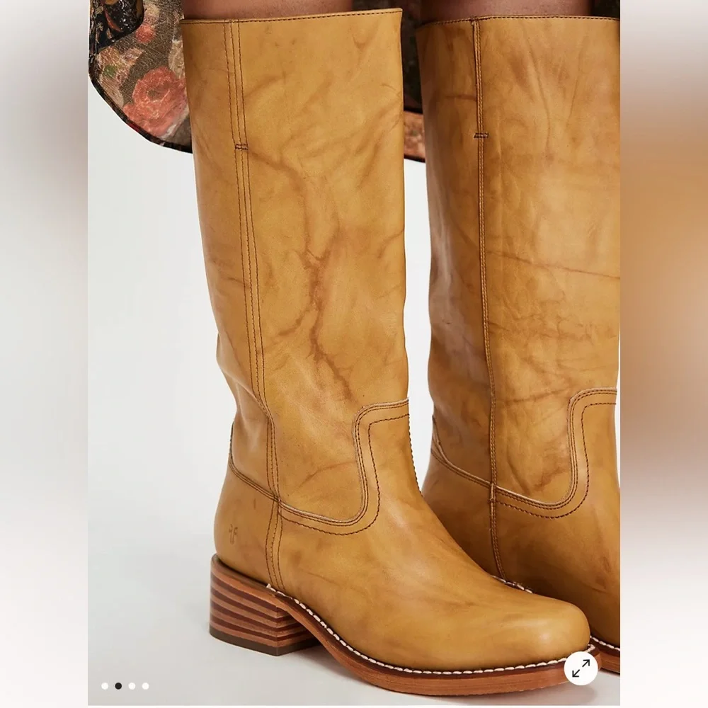 Free People Frye Campus 14L Calf Boots 7 banana tan - Picture 2 of 8